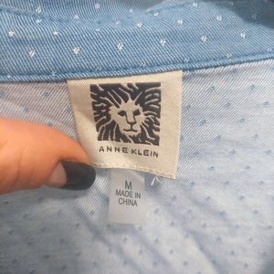Anne Klein Chambray polka dot top